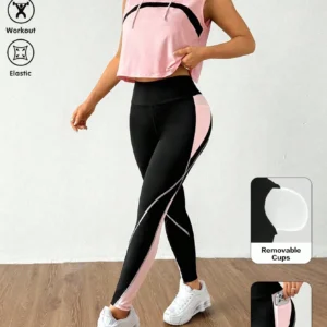 Women's Pink & Black Workout Set