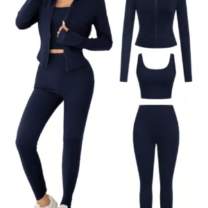 3-Piece Navy Blue Sporty Lounge Set