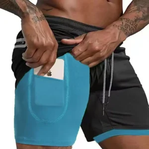 2 In 1 Short Pant Double-deck Tight Gym Fitness Running Shorts