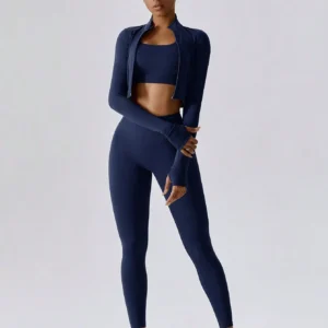2-Piece Yoga Set with Long Sleeve Jacket & High-Waist Leggings